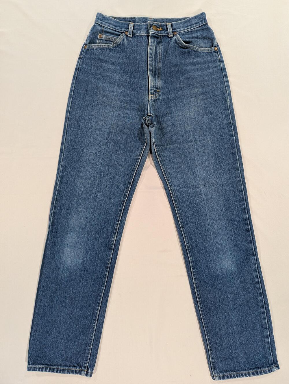 Vintage USA Lee Jeans Juniors 11 Med Blue Med Wash High Rise Tapered Denim